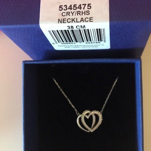 SWAROVSKI Double Heart Silver Necklace (38cm) - Picture 2 of 4